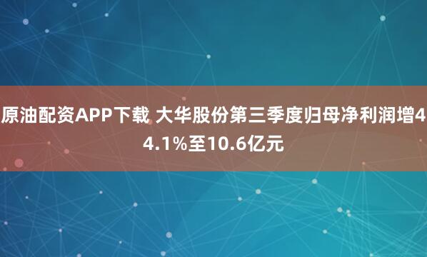 原油配资APP下载 大华股份第三季度归母净利润增44.1%至10.6亿元