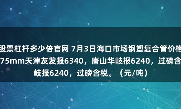 股票杠杆多少倍官网 7月3日海口市场钢塑复合管价格暂稳，4寸*3.75mm天津友发报6340，唐山华岐报6240，过磅含税。（元/吨）