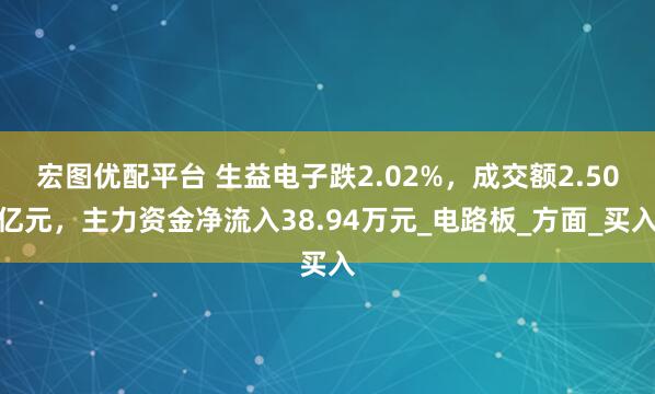 宏图优配平台 生益电子跌2.02%，成交额2.50亿元，主力资金净流入38.94万元_电路板_方面_买入